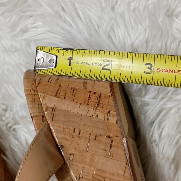 New Stuart Weitzman Aleena Nude Cork Wedge Square Toe Side Slip On Sandals 8B - Picture 13 of 16